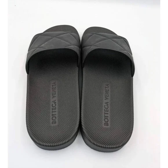 BOTTEGA VENETA Matt Rubber Slider Sandals Black Size40 - Picture 3 of 11